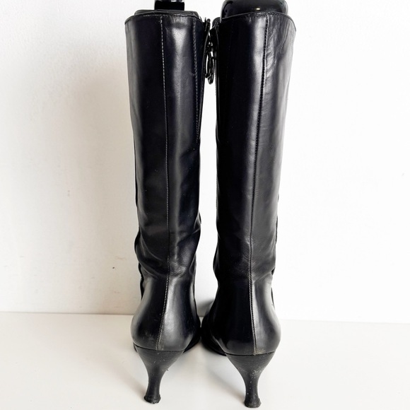 Vintage Pepe Castell Black Leather Knee-High Boots size 39 - Picture 4 of 7